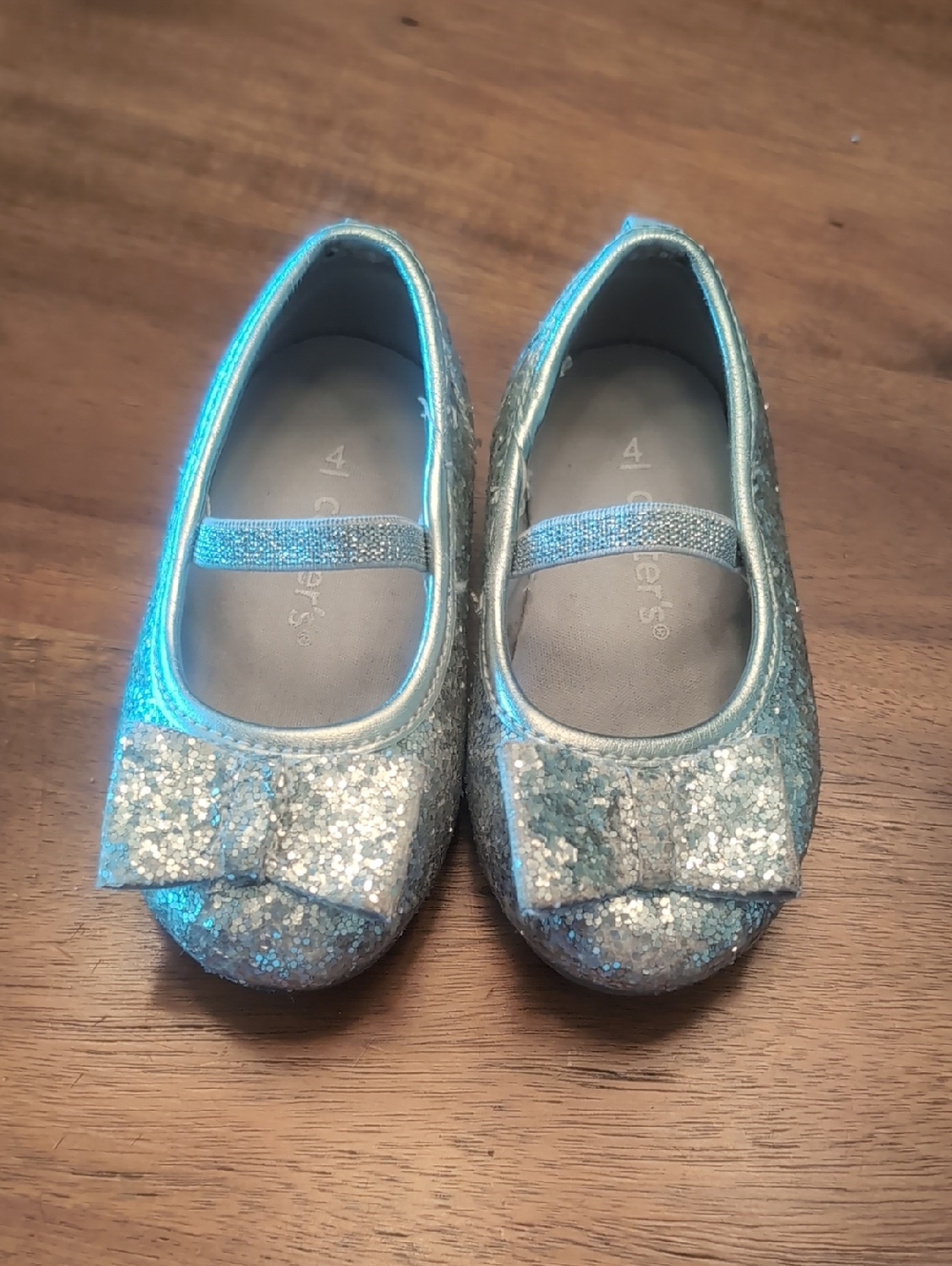 Carter's Silver Glitter Bow Mary Jane Shoes